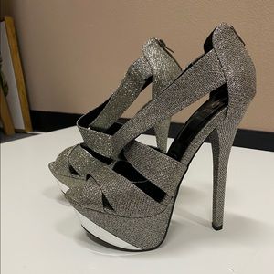 Glitter Silver high platform size 9.5 new
